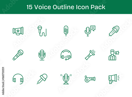 15 Outline Icons - Voice Graphics