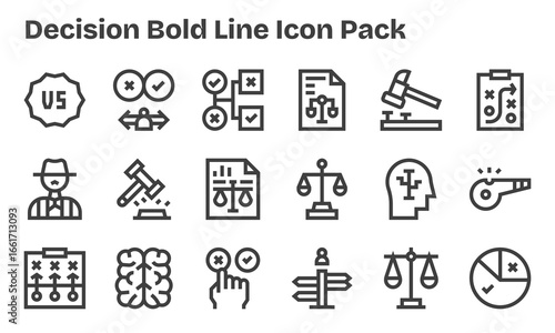 Bold Line Style Decision Icons - 18 Vectors
