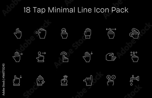 18 Tap Icons in Minimal Line Aesthetic