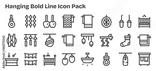 Hanging - 24 Bold Outline Vector Illustrations