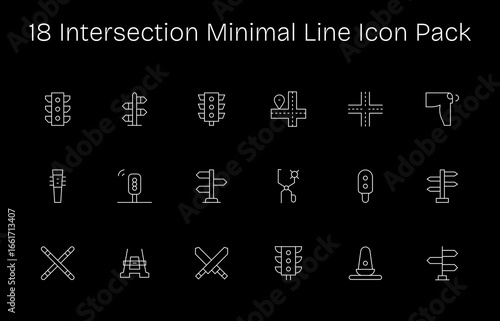 18 Minimal Line Designs - Intersection Vector Icons