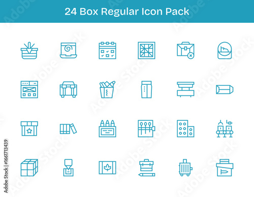 Regular Outline Icons - Box Set with 24 Vectors