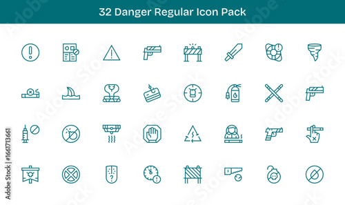 Danger Visual Pack - 32 Regular Line Icons