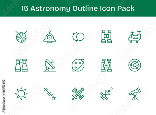 15 Outline Style Icons - Astronomy Collection