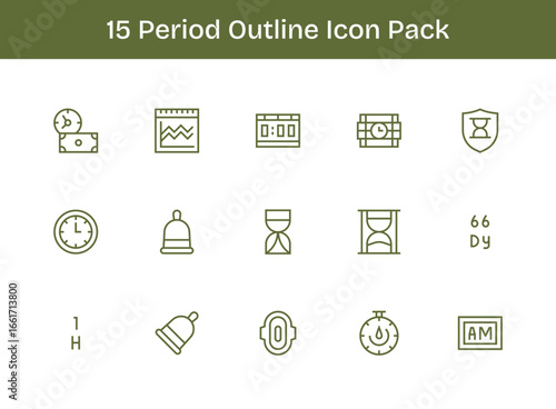 Period Icon Collection - 15 Outline Designs