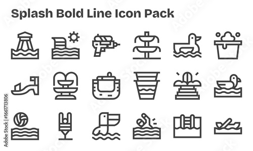 18 Icons for Splash in Bold Line Format