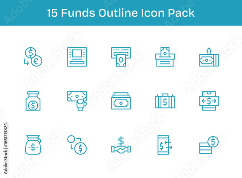 Funds Vector Set - 15 Outline Icons