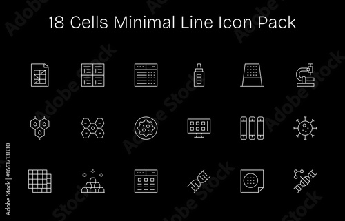 18 Minimal Line Icons - Cells Graphics