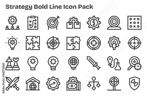 Strategy Icon Collection - 28 Extra Bold Line Designs