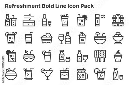 Extra Bold Line Icons - Refreshment Set with 28 Vectors