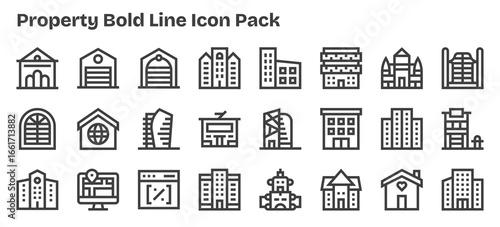 Property - 24 Icons in Bold Outline Design