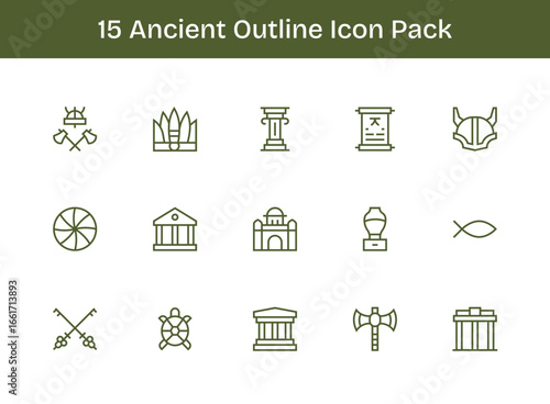 Ancient - 15 Outline Vector Illustrations
