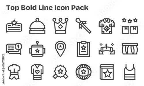 Top Icon Set - 18 Bold Line Graphics