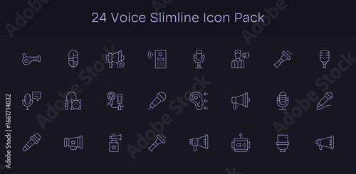 Slim Line Style Voice Icons - 24 Vectors