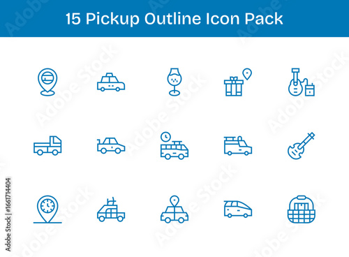 Pickup Vector Set - 15 Outline Icons
