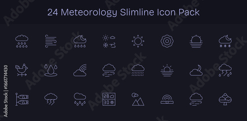 24 Slim Line Style Icons - Meteorology Collection
