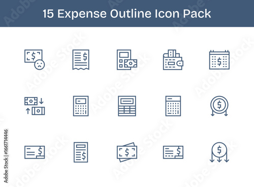Expense Vector Set - 15 Outline Icons