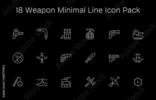 Weapon - 18 Minimal Line Vector Illustrations
