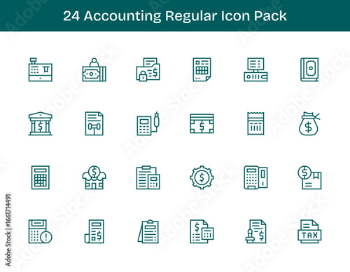 24 Regular Outline Designs - Accounting Vector Icons