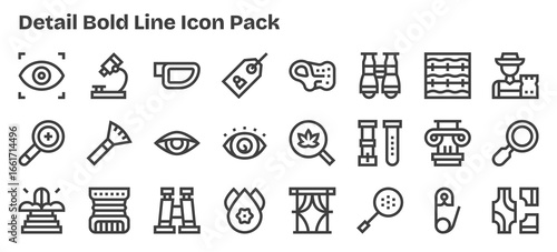 24 Bold Outline Style Icons - Detail Collection