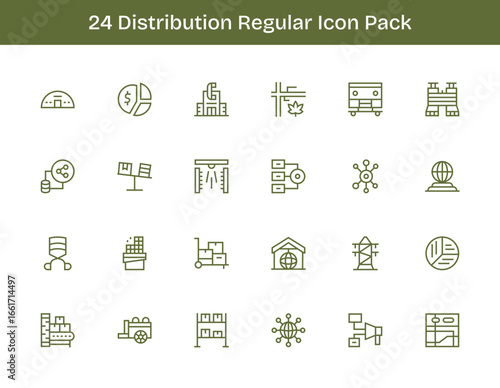 24 Regular Outline Vectors for Distribution Theme