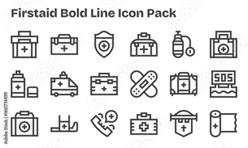 18 Icons for Firstaid in Bold Line Format