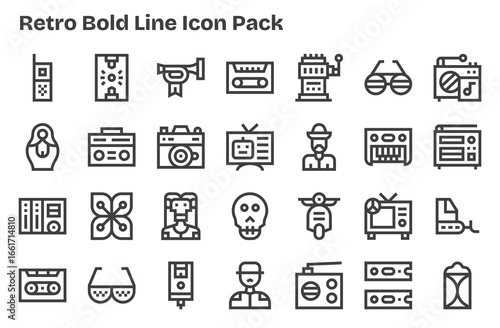 Retro - 28 Icons in Extra Bold Line Design