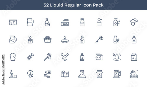 32 Regular Line Vectors for Liquid Theme