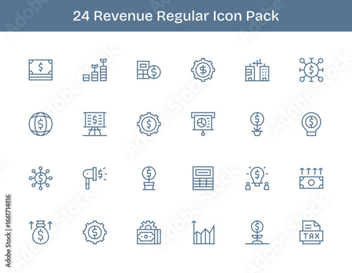 24 Regular Outline Style Icons - Revenue Collection