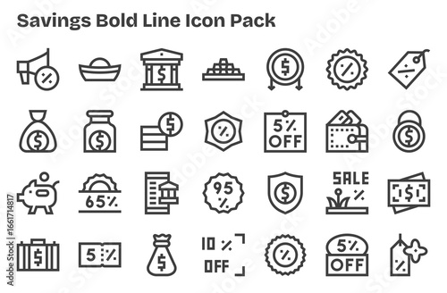 Savings Visual Pack - 28 Extra Bold Line Icons