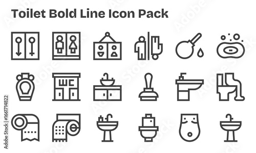 18 Bold Line Designs - Toilet Vector Icons