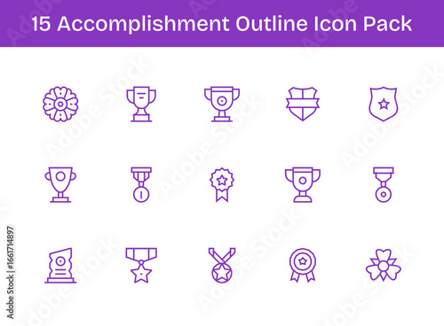 Accomplishment - 15 Icons in Outline Design