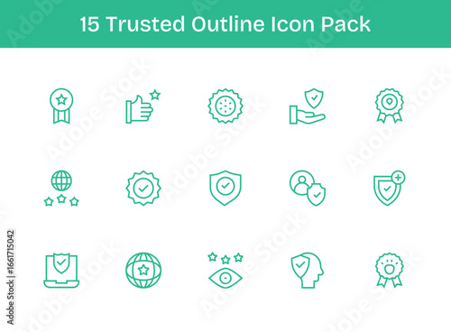 Outline Style Trusted Icons - 15 Vectors