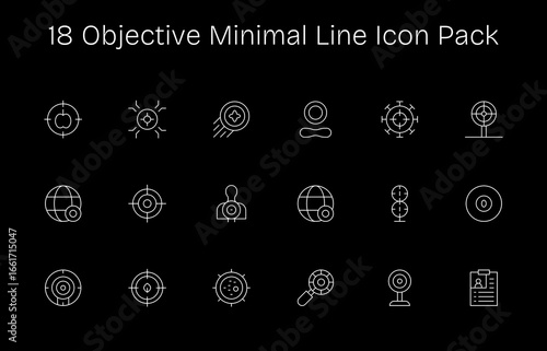 Objective Vector Set - 18 Minimal Line Icons