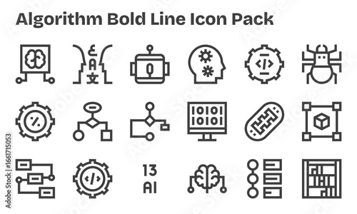 Algorithm - 18 Bold Line Vector Illustrations