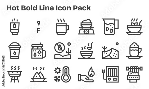 Hot Design Icons - 18 in Bold Line Style