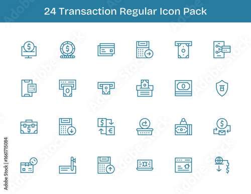 Transaction Icon Collection - 24 Regular Outline Designs