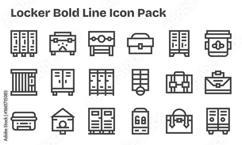 Locker Vector Set - 18 Bold Line Icons