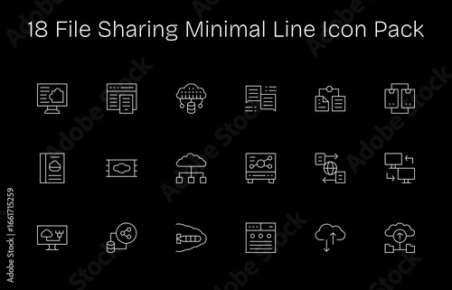 18 Minimal Line Designs - File Sharing Vector Icons