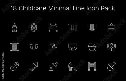 18 Minimal Line Icons - Childcare Graphics