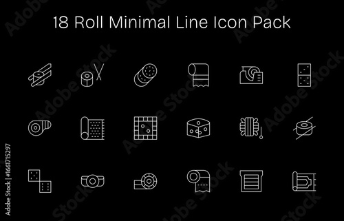 18 Minimal Line Style Icons - Roll Collection
