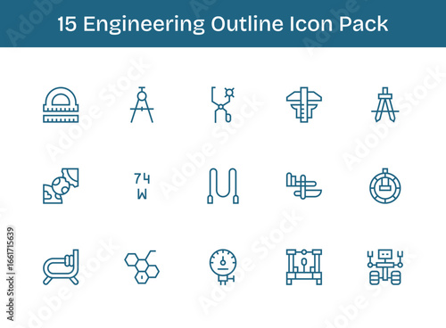 Engineering - 15 Icons in Outline Design