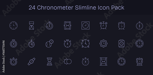 Chronometer Design Icons - 24 in Slim Line Style