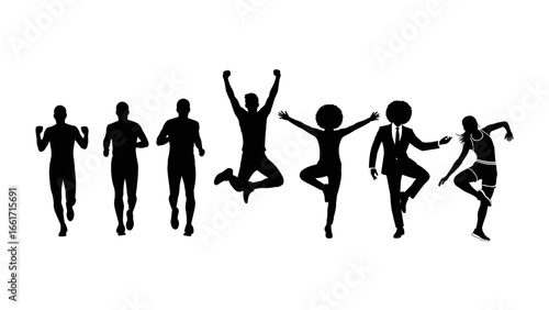 Dynamic Silhouette of diverse people in silhouette form, personifying the essence of motion, agility, and an active Lifestyle.