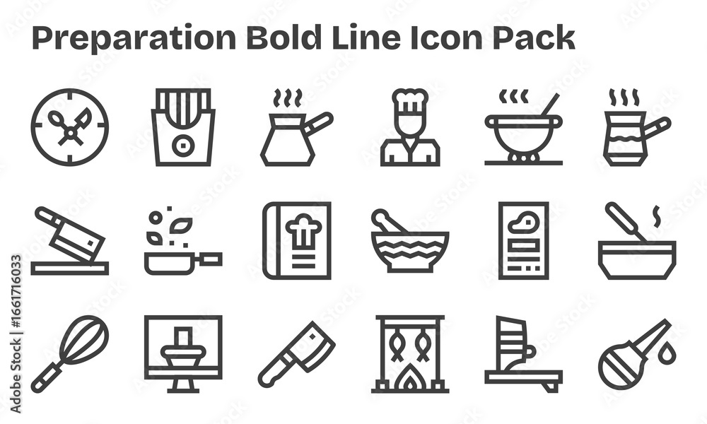 Fototapeta premium Preparation - 18 Bold Line Vector Illustrations
