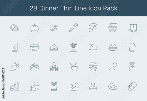 Dinner Icon Set - 28 Thin Line Graphics