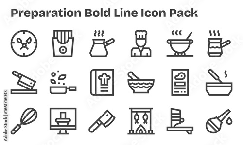 Preparation - 18 Bold Line Vector Illustrations