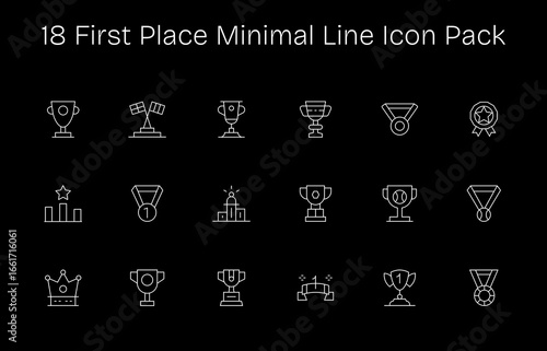 Minimal Line Style First Place Icons - 18 Vectors