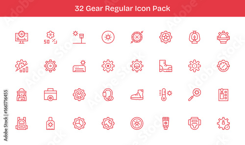 Gear - 32 Icons in Regular Line Design