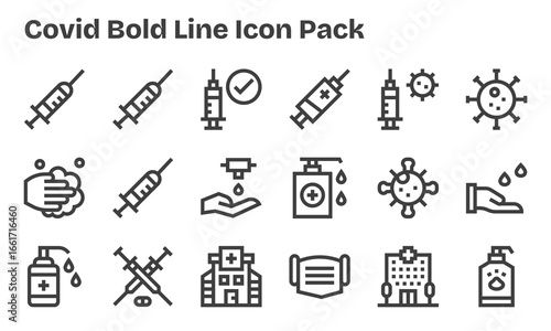 18 Icons for Covid in Bold Line Format